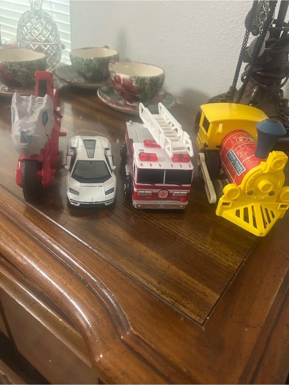Toy Vehicle Lot: Fisher-Price Train, Power Rangers Morphin Cycle & Diecast Cars